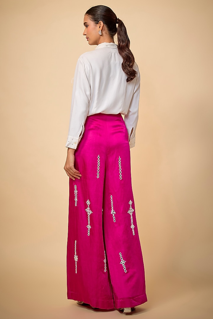 Jamun-Colored Blended Linen Trousers by Dilnaz Karbhary at Pernia's Pop Up Shop