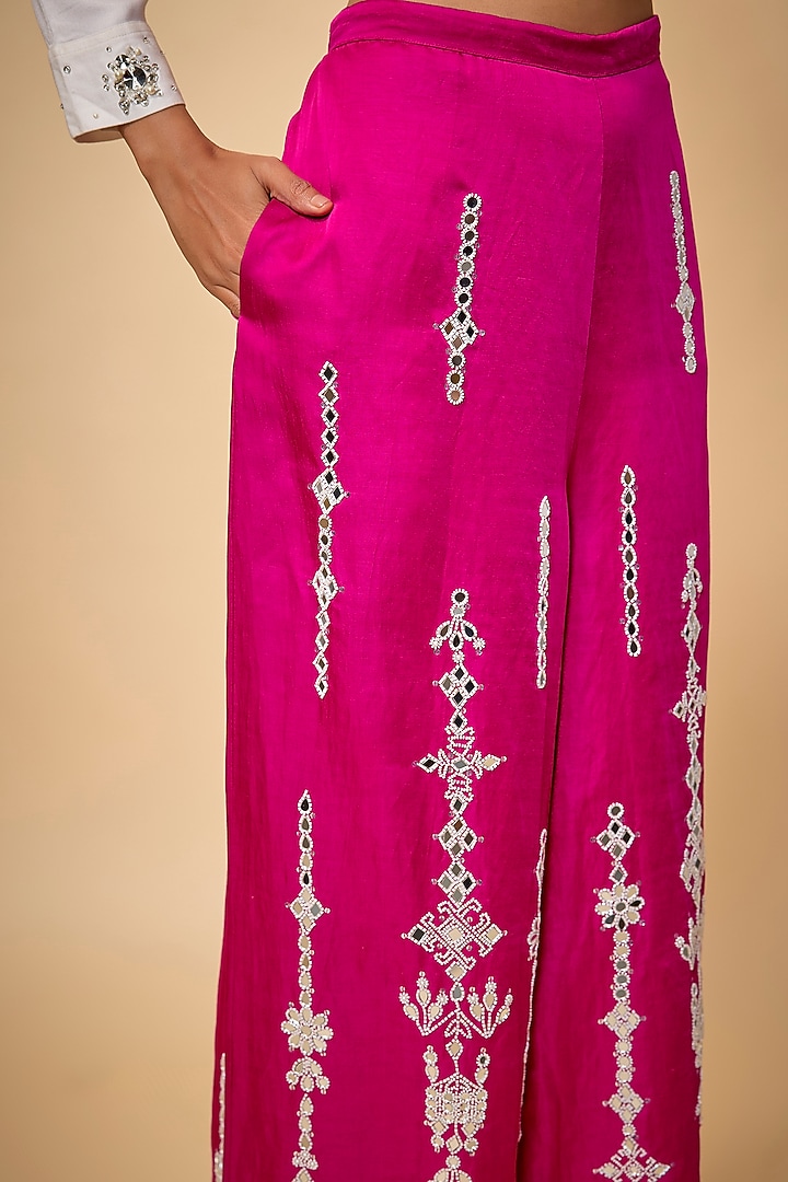 Jamun-Colored Blended Linen Trousers by Dilnaz Karbhary at Pernia's Pop Up Shop