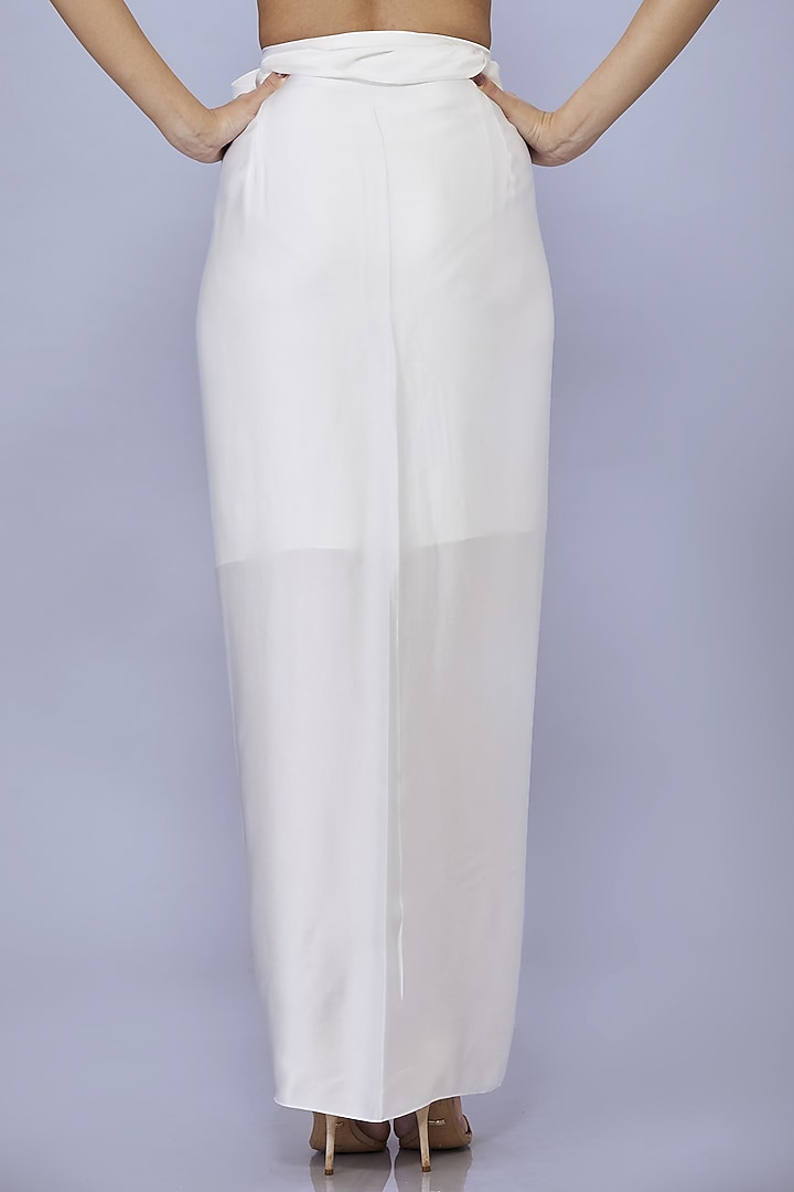 Ivory Blended Satin Draped Skirt by Dilnaz Karbhary at Pernia's Pop Up Shop