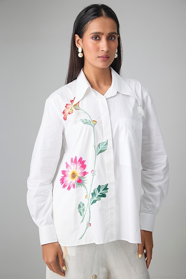 White Cotton Shirt by Dilnaz Karbhary at Pernia's Pop Up Shop