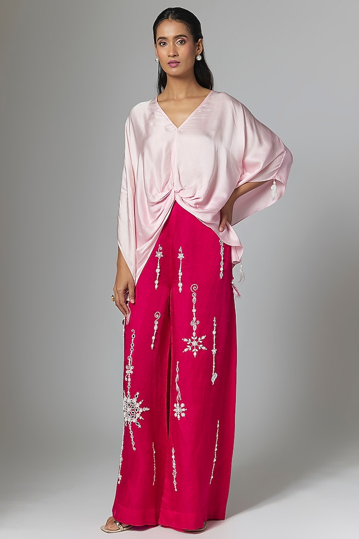 Pink Blended Satin Top by Dilnaz Karbhary at Pernia's Pop Up Shop