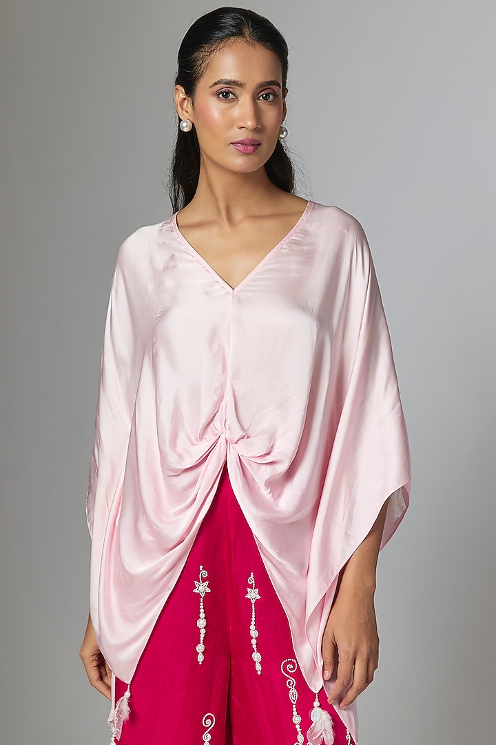 Pink Blended Satin Top by Dilnaz Karbhary at Pernia's Pop Up Shop