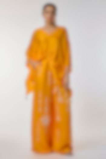 Chrome Yellow Blended Linen Trousers by Dilnaz Karbhary at Pernia's Pop Up Shop