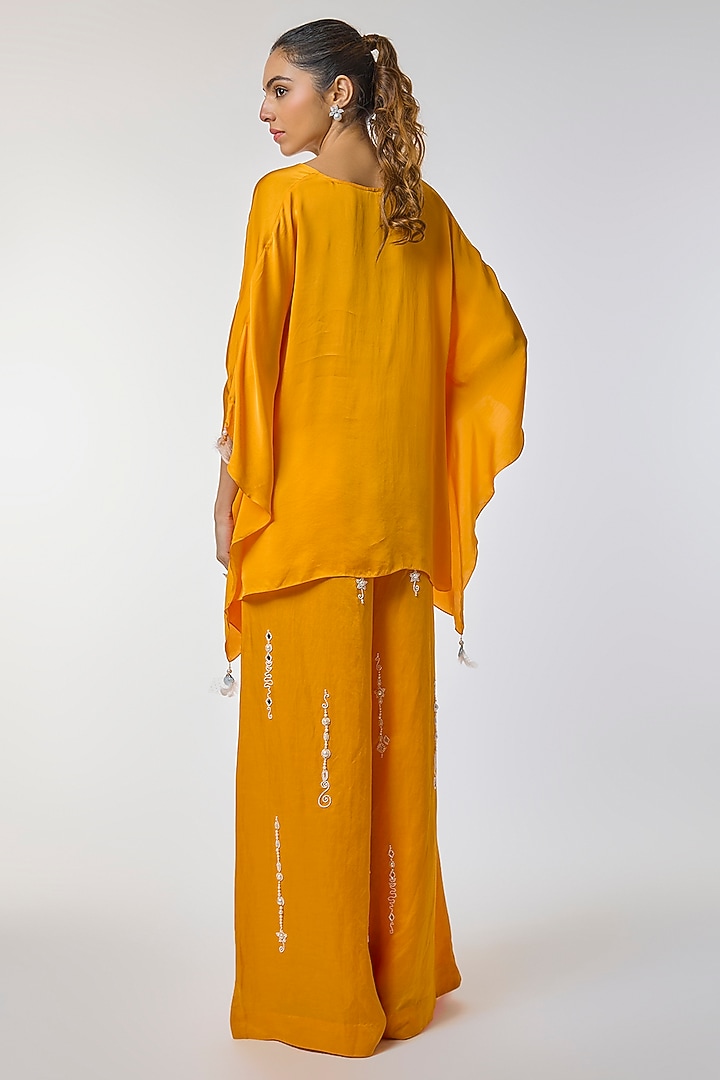 Chrome Yellow Blended Linen Trousers by Dilnaz Karbhary at Pernia's Pop Up Shop
