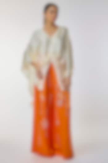 Saffron Blended Linen Trousers by Dilnaz Karbhary at Pernia's Pop Up Shop