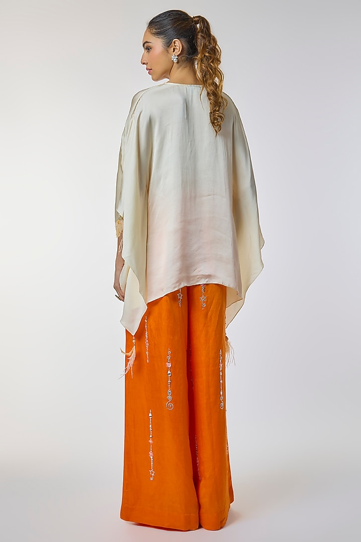Saffron Blended Linen Trousers by Dilnaz Karbhary at Pernia's Pop Up Shop
