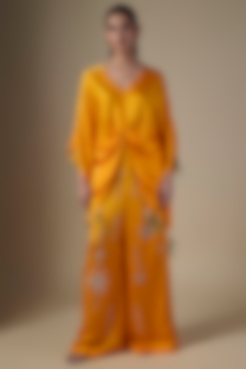 Chrome Yellow Linen Trousers by Dilnaz Karbhary at Pernia's Pop Up Shop