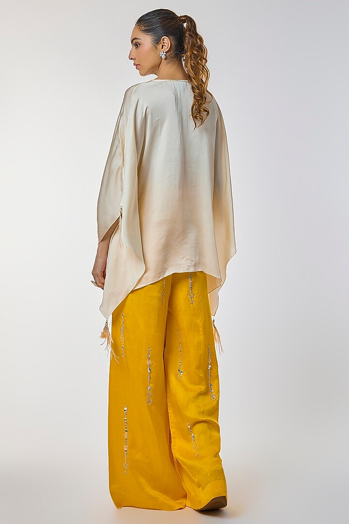 Mango Yellow Blended Linen Trousers by Dilnaz Karbhary at Pernia's Pop Up Shop