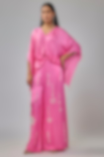 Pop Pink Blended Satin Trousers by Dilnaz Karbhary at Pernia's Pop Up Shop