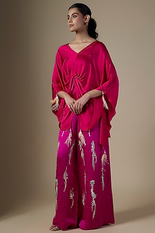 Jamun Purple Linen Trousers by Dilnaz Karbhary
