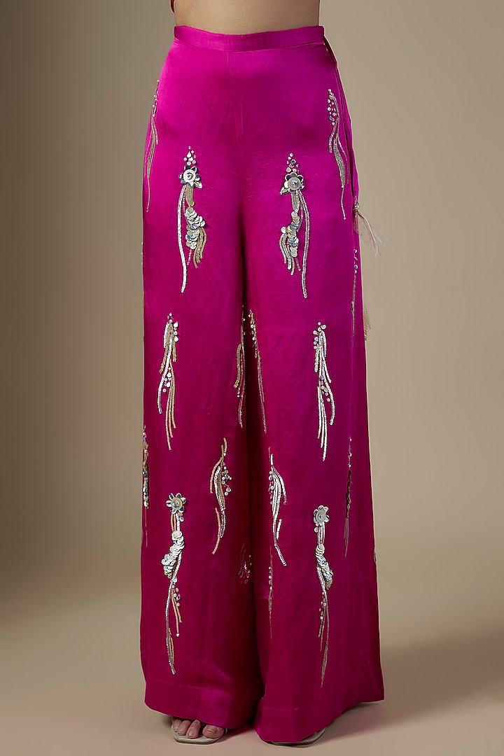 Jamun Purple Linen Trousers by Dilnaz Karbhary at Pernia's Pop Up Shop