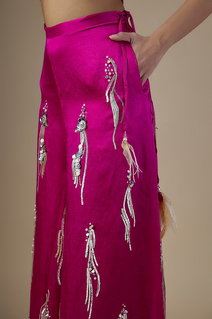 Jamun Purple Linen Trousers by Dilnaz Karbhary at Pernia's Pop Up Shop