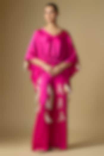 Jamun-Colored Blended Satin Trousers by Dilnaz Karbhary at Pernia's Pop Up Shop