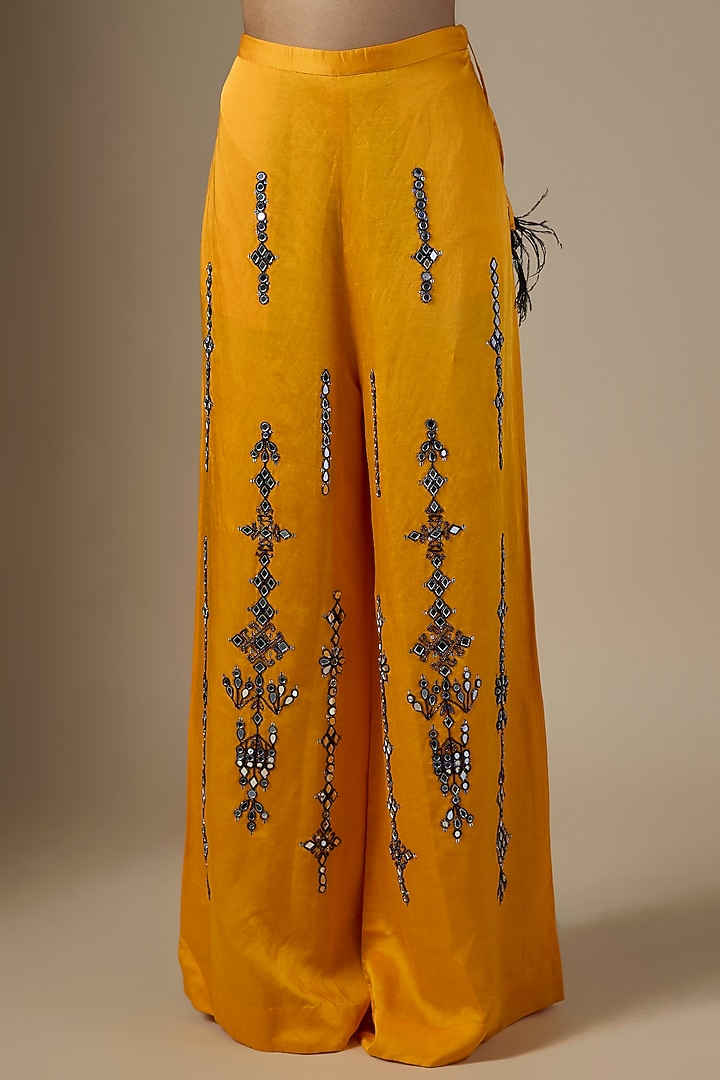 Chrome Yellow Linen Trousers by Dilnaz Karbhary at Pernia's Pop Up Shop