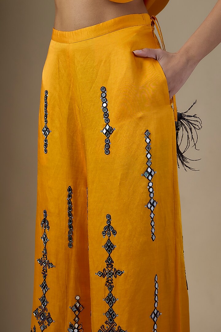 Chrome Yellow Linen Trousers by Dilnaz Karbhary at Pernia's Pop Up Shop