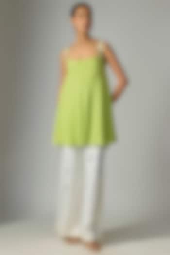 Green Georgette & Poly Satin Camisole Vacation Dress by Dilnaz Karbhary at Pernia's Pop Up Shop