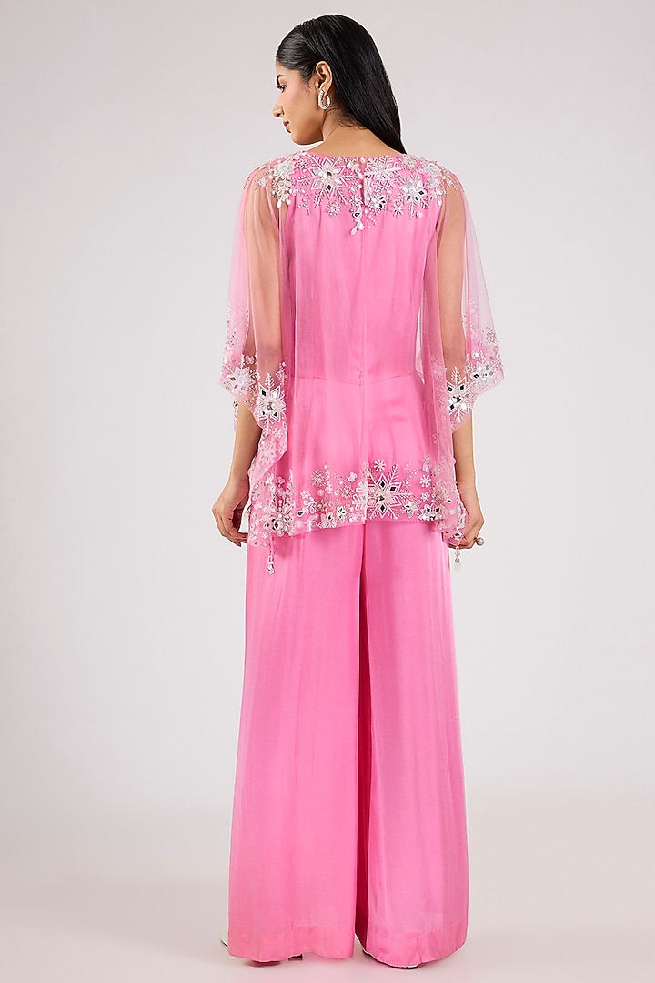 Pink Blended Satin Jumpsuit With Kaftan by Dilnaz Karbhary at Pernia's Pop Up Shop