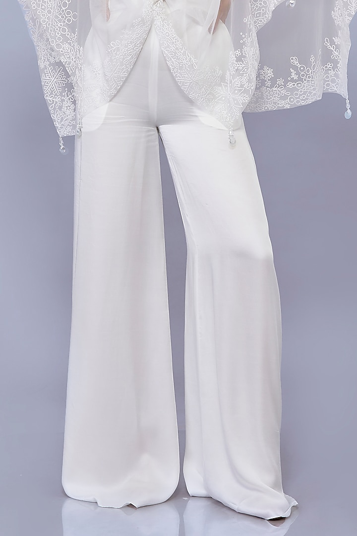 Ivory Blended Satin Jumpsuit With Kaftan by Dilnaz Karbhary at Pernia's Pop Up Shop