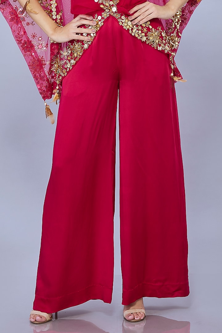 Ruby Pink Net Jumpsuit With Kaftan by Dilnaz Karbhary at Pernia's Pop Up Shop