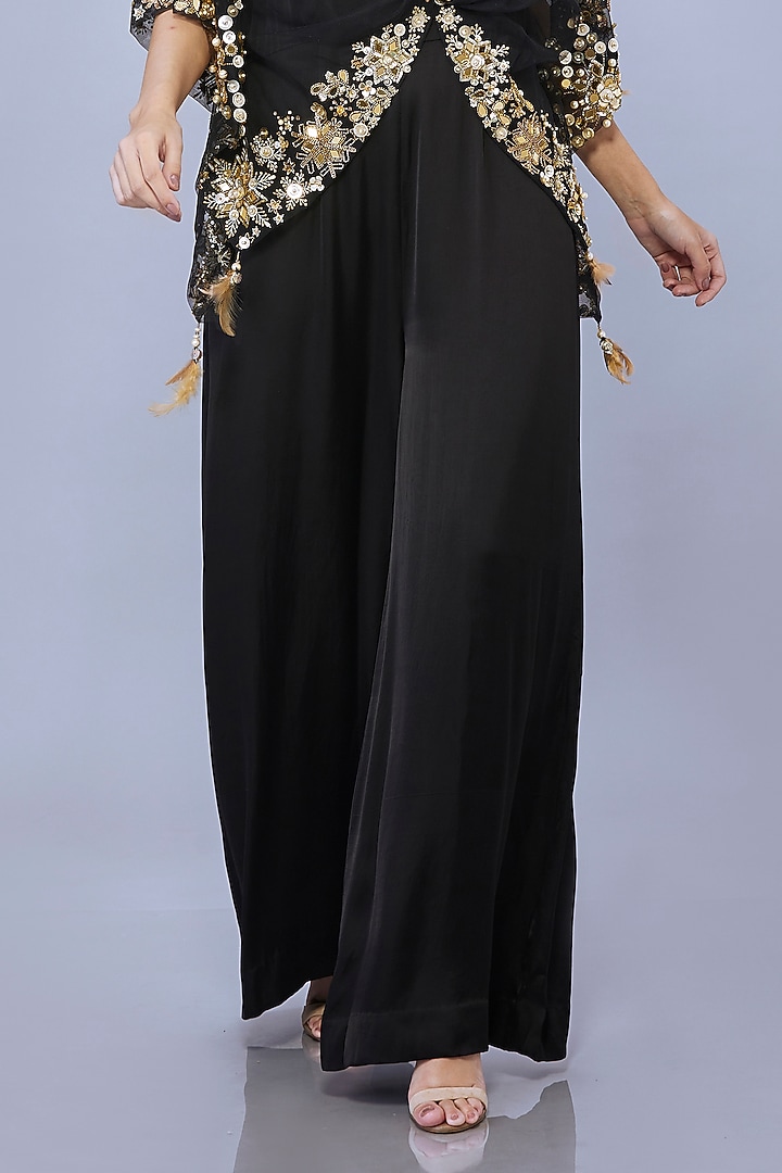 Black Net Jumpsuit With Kaftan by Dilnaz Karbhary at Pernia's Pop Up Shop