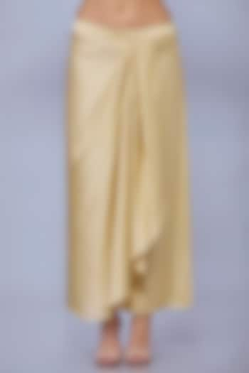 Beige Blended Satin Draped Skirt by Dilnaz Karbhary at Pernia's Pop Up Shop