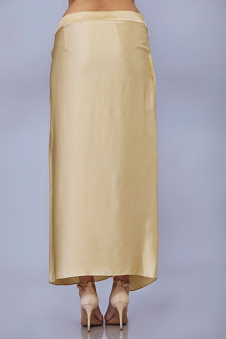 Beige Blended Satin Draped Skirt by Dilnaz Karbhary at Pernia's Pop Up Shop