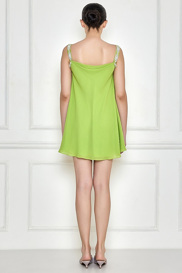 Citrus Green Georgette & Polyester Satin Dress Design by Dilnaz Karbhary at  Pernia's Pop Up Shop 2026