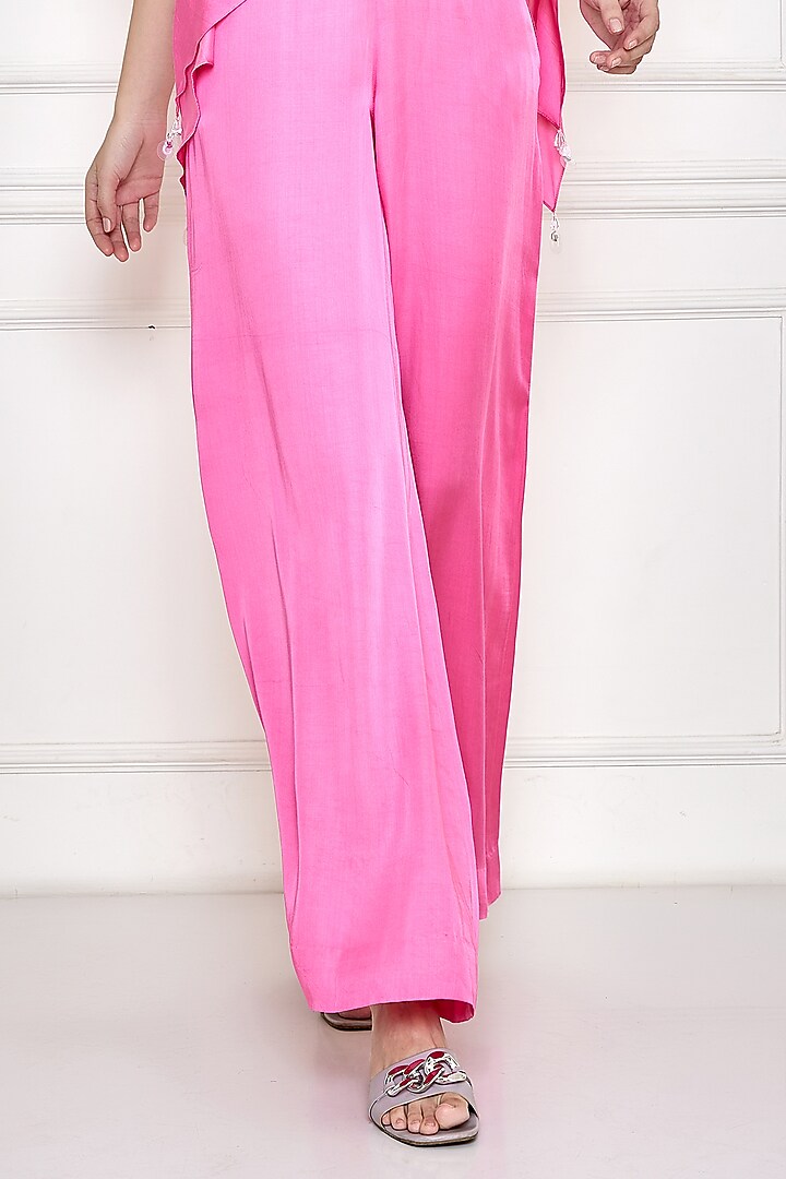 Pink Cotton Satin Jumpsuit With Kaftan by Dilnaz Karbhary at Pernia's Pop Up Shop
