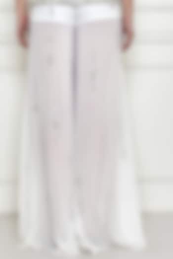 Ivory Georgette & Polyester Satin Embroidered Sharara by Dilnaz Karbhary at Pernia's Pop Up Shop