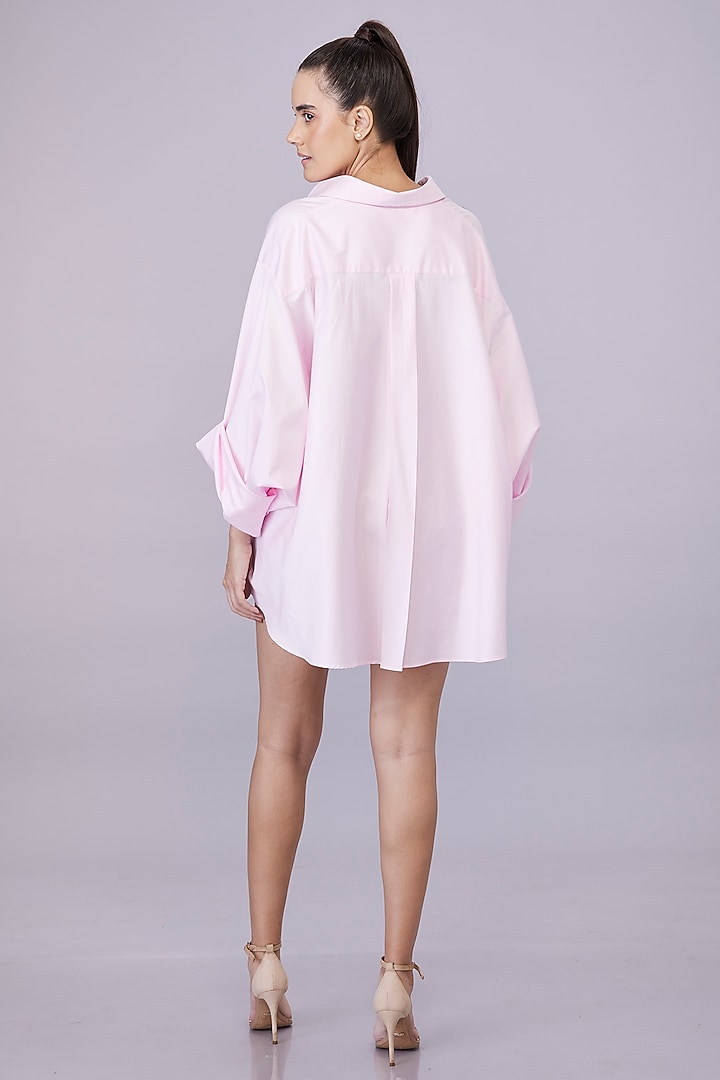 Light Pink Cotton Hand Embroidered Shirt by Dilnaz Karbhary at Pernia's Pop Up Shop