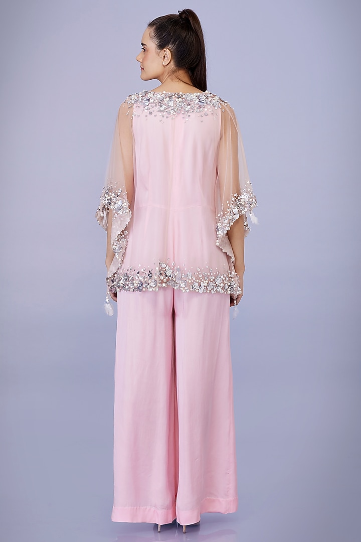 Light Pink Blended Satin Jumpsuit by Dilnaz Karbhary at Pernia's Pop Up Shop