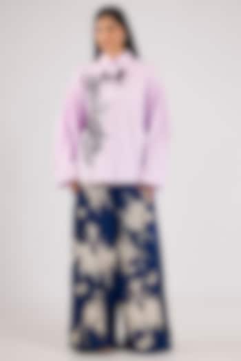 Lilac Blended Cotton Cutwork Embroidered Shirt by Dilnaz Karbhary at Pernia's Pop Up Shop