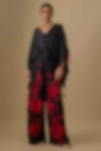Black Blended Linen Trousers by Dilnaz Karbhary at Pernia's Pop Up Shop