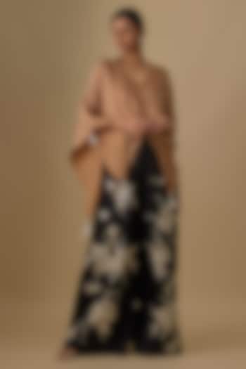 Black Blended Linen Trousers by Dilnaz Karbhary at Pernia's Pop Up Shop