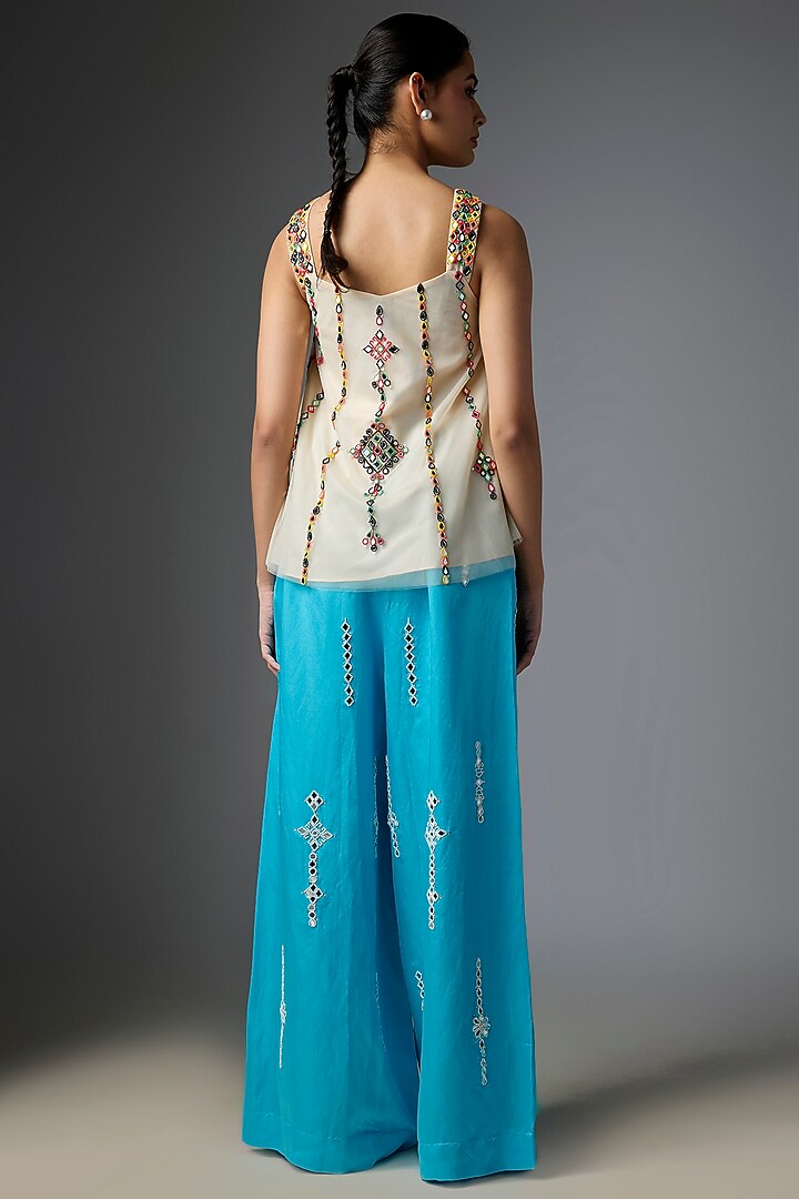 Melon-Colored Net Embroidered Camisole by Dilnaz Karbhary at Pernia's Pop Up Shop