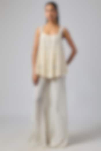 Melon Net & Poly Mirror Embroidered Camisole Top by Dilnaz Karbhary at Pernia's Pop Up Shop