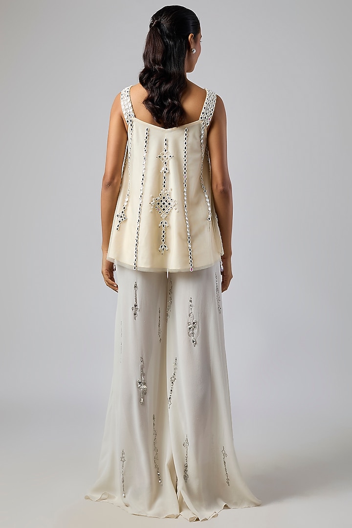 Melon Net & Poly Mirror Embroidered Camisole Top by Dilnaz Karbhary at Pernia's Pop Up Shop