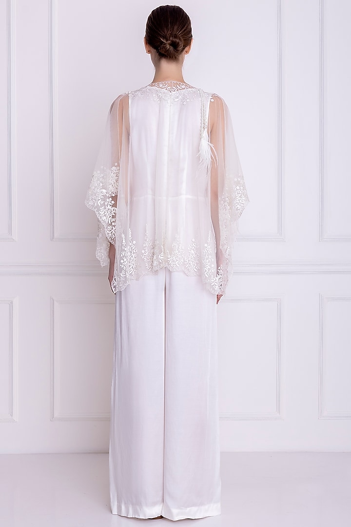 Ivory Embellished Jumpsuit by Dilnaz Karbhary at Pernia's Pop Up Shop