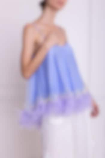 Periwinkle Embellished Camisole by Dilnaz Karbhary