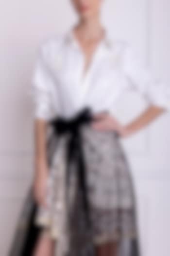 Black Net & Lace Skirt by Dilnaz Karbhary at Pernia's Pop Up Shop