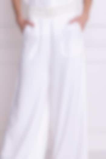 Ivory Cotton Twill Pants by Dilnaz Karbhary