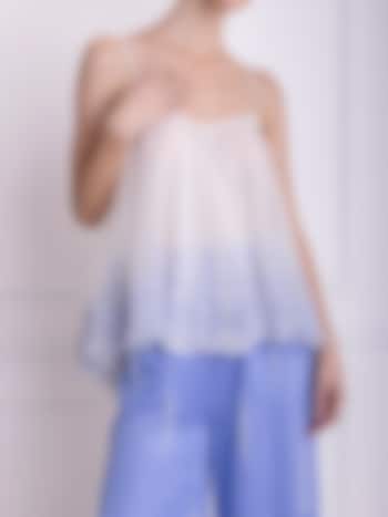 Ivory & Perwinkle Embroidered Camisole by Dilnaz Karbhary at Pernia's Pop Up Shop