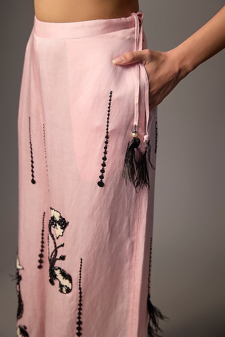 Peach Blended Satin Batwing Kaftan by Dilnaz Karbhary at Pernia's Pop Up Shop