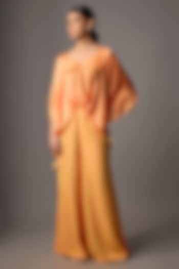 Sunset Orange Blended Satin Kaftan by Dilnaz Karbhary at Pernia's Pop Up Shop