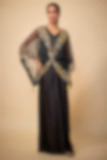 Black Net Kaftan by Dilnaz Karbhary at Pernia's Pop Up Shop