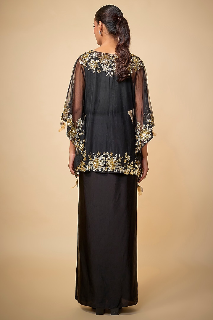 Black Net Kaftan by Dilnaz Karbhary at Pernia's Pop Up Shop