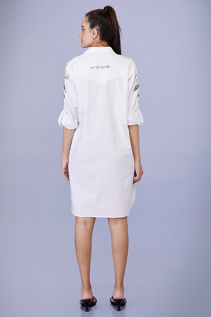 White Cotton Cutwork Embroidered Pathani Tunic by Dilnaz Karbhary at Pernia's Pop Up Shop
