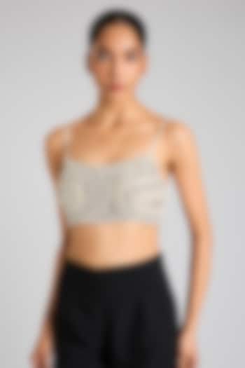 Champagne & Grey Net Bustier by Dilnaz Karbhary at Pernia's Pop Up Shop