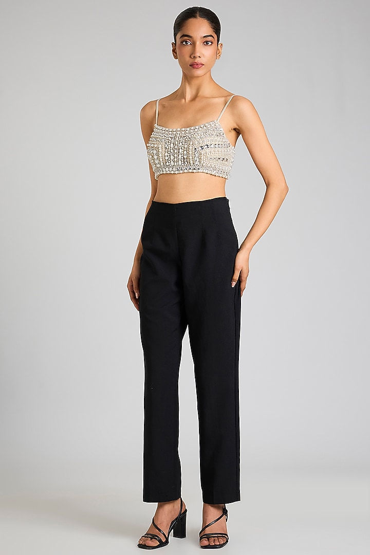 Champagne & Grey Net Bustier by Dilnaz Karbhary at Pernia's Pop Up Shop