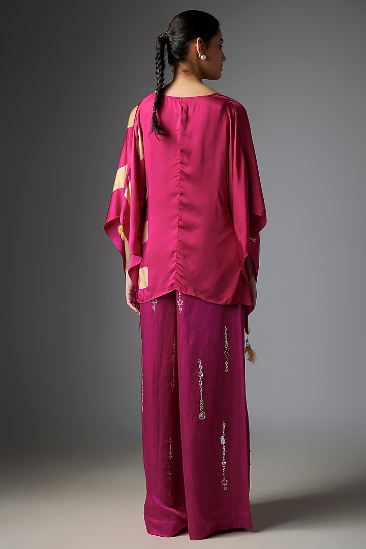 Jamun Blended Satin Embroidered Kaftan by Dilnaz Karbhary at Pernia's Pop Up Shop